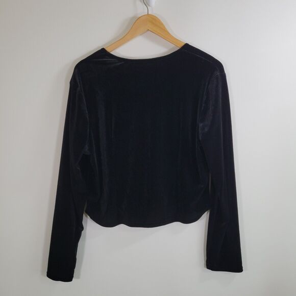Vintage ROBBIE BEE Velvet One Button Cardigan Sz L Long Sleeve Cropped Velour - Picture 4 of 10